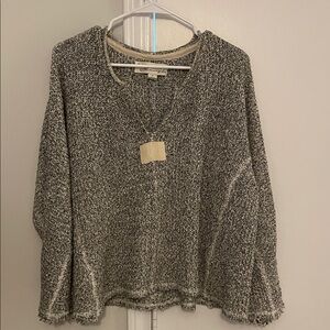 Anthropologie Black and White V-Neck Sweater